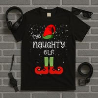 The Naughty Elf Funny XMas Matching Christmas T-Shirt