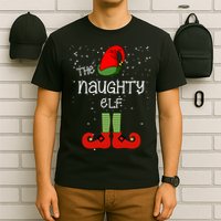 The Naughty Elf Funny XMas Matching Christmas T-Shirt