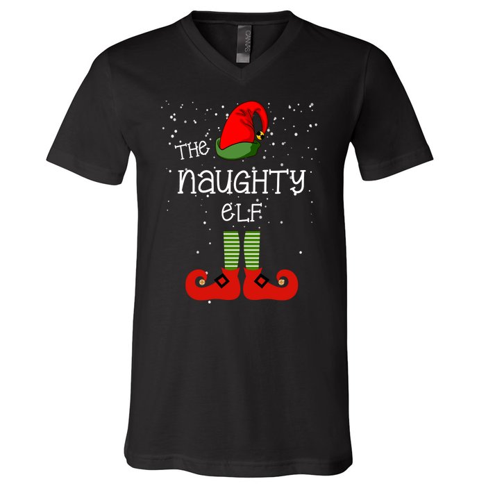 The Naughty Elf Funny XMas Matching Christmas V-Neck T-Shirt