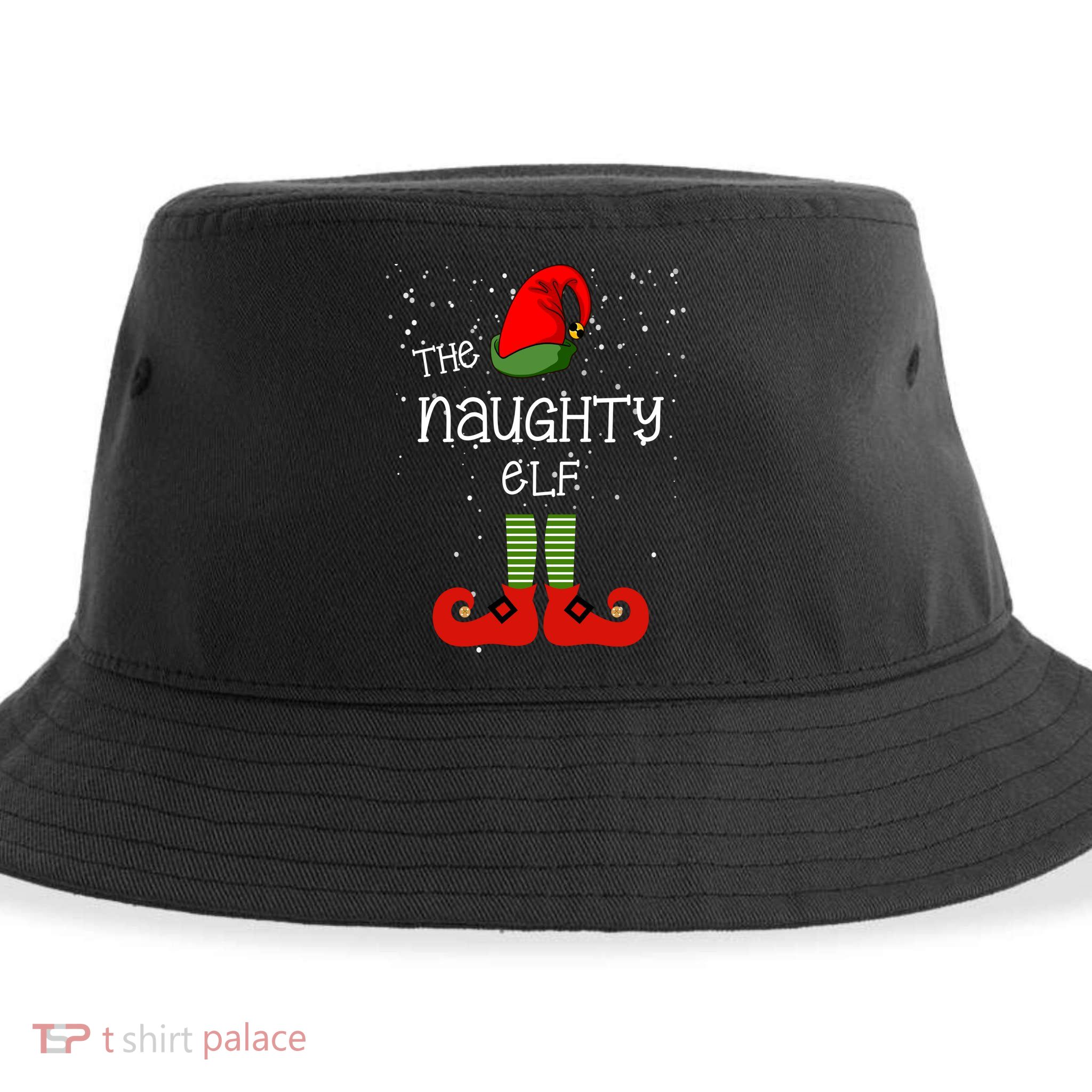 The Naughty Elf Funny XMas Matching Christmas Sustainable Bucket Hat