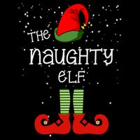 The Naughty Elf Funny XMas Matching Christmas Button