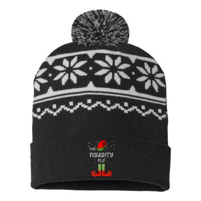 The Naughty Elf Funny XMas Matching Christmas USA-Made Snowflake Beanie