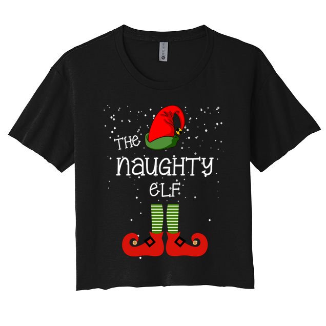 The Naughty Elf Funny XMas Matching Christmas Crop Top
