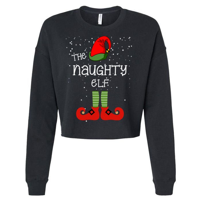 The Naughty Elf Funny XMas Matching Christmas Cropped Pullover Crew