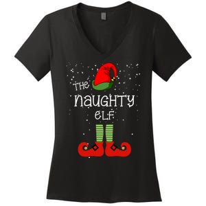 The Naughty Elf Funny XMas Matching Christmas Women's V-Neck T-Shirt