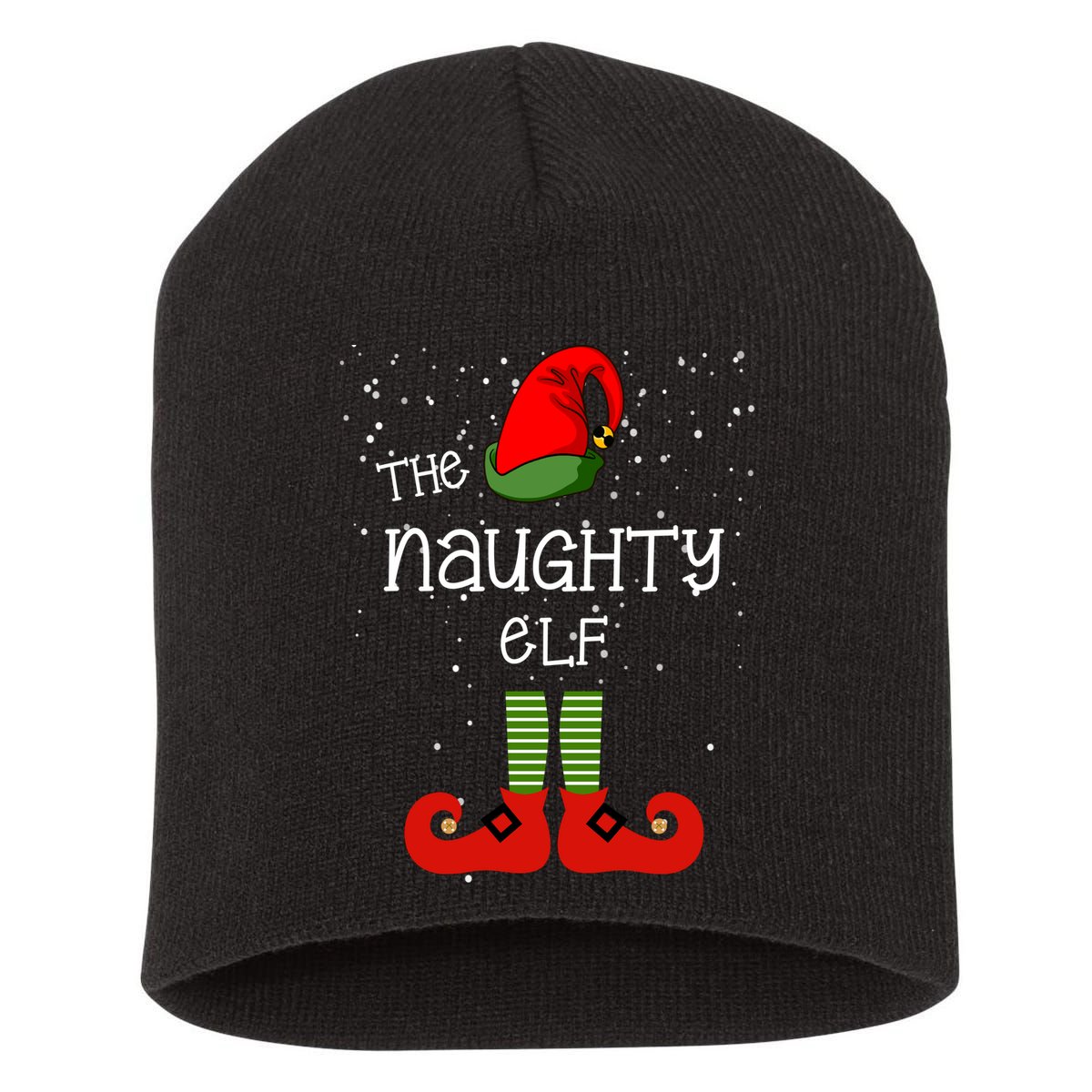 The Naughty Elf Funny XMas Matching Christmas Short Acrylic Beanie