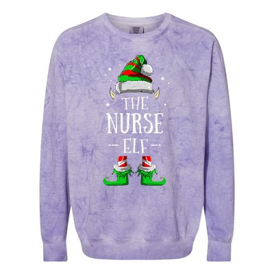 The Nurse Elf Matching Family Group Christmas Party Pajama Colorblast Crewneck Sweatshirt