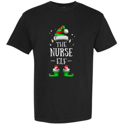 The Nurse Elf Matching Family Group Christmas Party Pajama Garment-Dyed Heavyweight T-Shirt