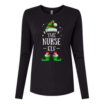 The Nurse Elf Matching Family Group Christmas Party Pajama Womens Cotton Relaxed Long Sleeve T-Shirt