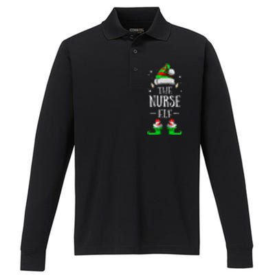 The Nurse Elf Matching Family Group Christmas Party Pajama Performance Long Sleeve Polo