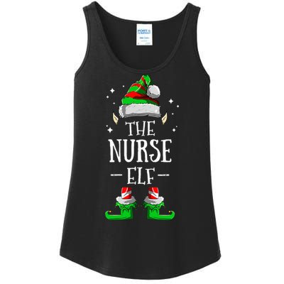 The Nurse Elf Matching Family Group Christmas Party Pajama Ladies Essential Tank