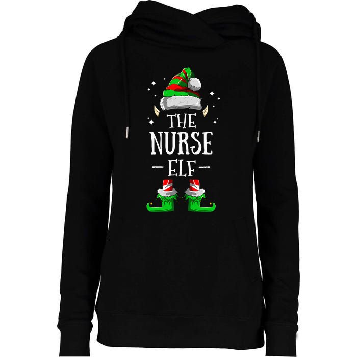 The Nurse Elf Matching Family Group Christmas Party Pajama Womens Funnel Neck Pullover Hood