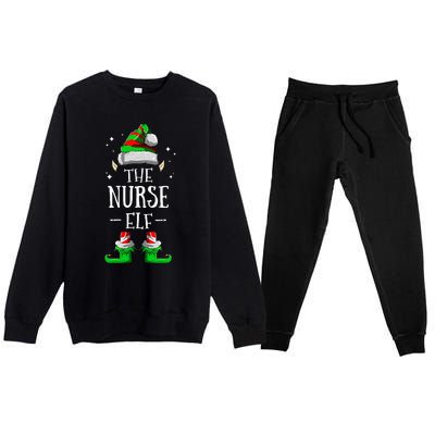 The Nurse Elf Matching Family Group Christmas Party Pajama Premium Crewneck Sweatsuit Set