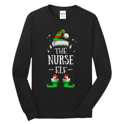 The Nurse Elf Matching Family Group Christmas Party Pajama Tall Long Sleeve T-Shirt