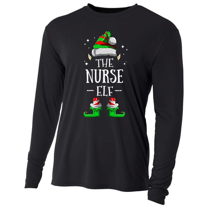 The Nurse Elf Matching Family Group Christmas Party Pajama Cooling Performance Long Sleeve Crew