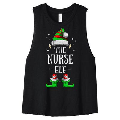 The Nurse Elf Matching Family Group Christmas Party Pajama Women's Racerback Cropped Tank