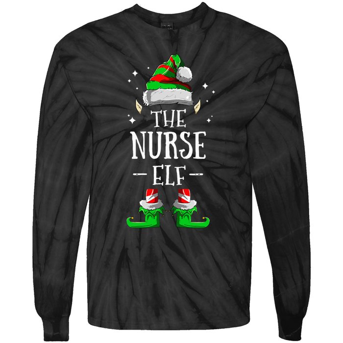 The Nurse Elf Matching Family Group Christmas Party Pajama Tie-Dye Long Sleeve Shirt