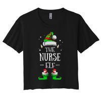 The Nurse Elf Matching Family Group Christmas Party Pajama Women's Crop Top Tee