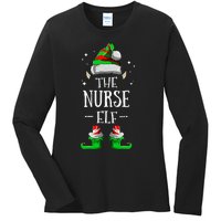 The Nurse Elf Matching Family Group Christmas Party Pajama Ladies Long Sleeve Shirt