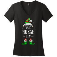 The Nurse Elf Matching Family Group Christmas Party Pajama Women's V-Neck T-Shirt