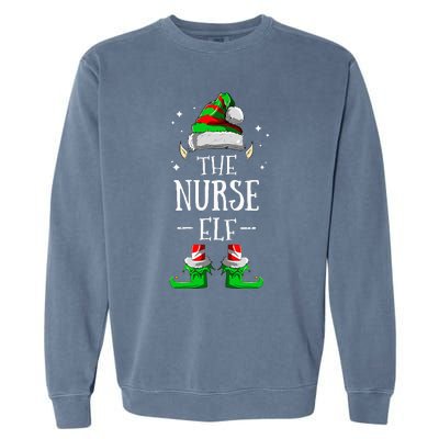 The Nurse Elf Matching Family Group Christmas Party Pajama Garment-Dyed Sweatshirt