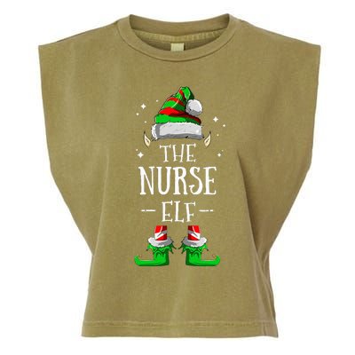 The Nurse Elf Matching Family Group Christmas Party Pajama Garment-Dyed Women's Muscle Tee