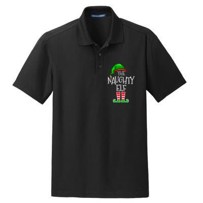 The Naughty Elf Funny Xmas Matching Christmas Dry Zone Grid Polo