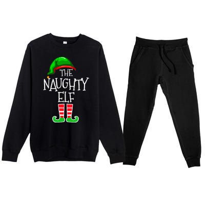 The Naughty Elf Funny Xmas Matching Christmas Premium Crewneck Sweatsuit Set