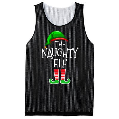 The Naughty Elf Funny Xmas Matching Christmas Mesh Reversible Basketball Jersey Tank