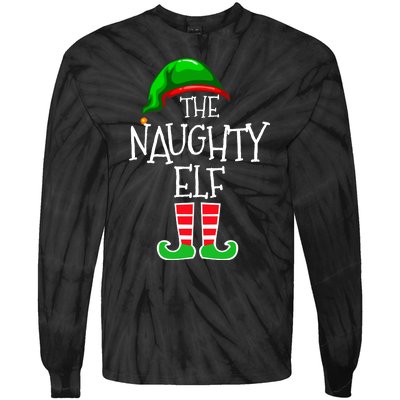 The Naughty Elf Funny Xmas Matching Christmas Tie-Dye Long Sleeve Shirt