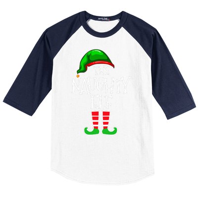 The Naughty Elf Funny Xmas Matching Christmas Baseball Sleeve Shirt