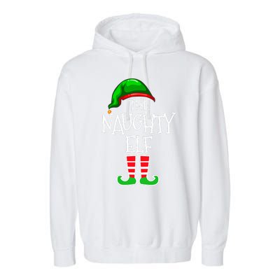 The Naughty Elf Funny Xmas Matching Christmas Garment-Dyed Fleece Hoodie