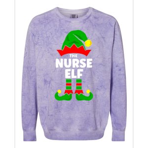 The Nurse Elf Funny Christmas Matching Decorations Family Cool Gift Colorblast Crewneck Sweatshirt