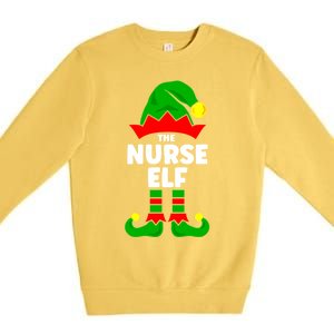 The Nurse Elf Funny Christmas Matching Decorations Family Cool Gift Premium Crewneck Sweatshirt