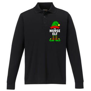 The Nurse Elf Funny Christmas Matching Decorations Family Cool Gift Performance Long Sleeve Polo