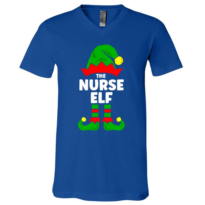 The Nurse Elf Funny Christmas Matching Decorations Family Cool Gift V-Neck T-Shirt