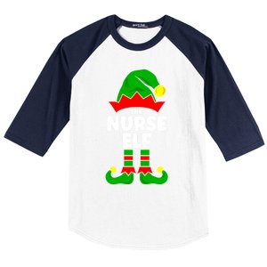 The Nurse Elf Funny Christmas Matching Decorations Family Cool Gift Baseball Sleeve Shirt