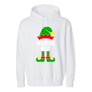 The Nurse Elf Funny Christmas Matching Decorations Family Cool Gift Garment-Dyed Fleece Hoodie