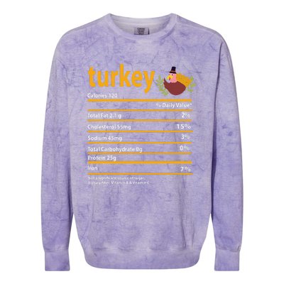 Turkey Nutrition Fact For Thanksgiving And Christmas Colorblast Crewneck Sweatshirt