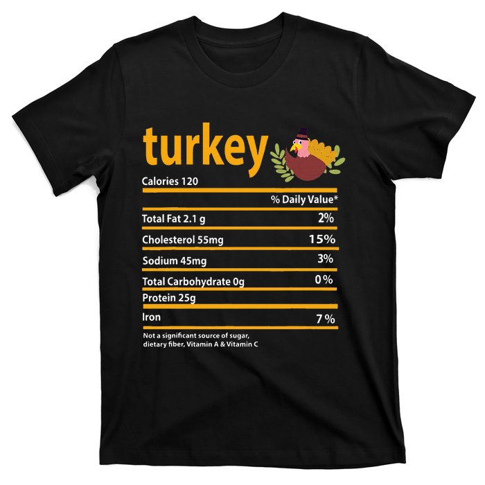 Turkey Nutrition Fact For Thanksgiving And Christmas T-Shirt