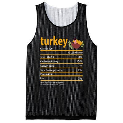 Turkey Nutrition Fact For Thanksgiving And Christmas Mesh Reversible Basketball Jersey Tank