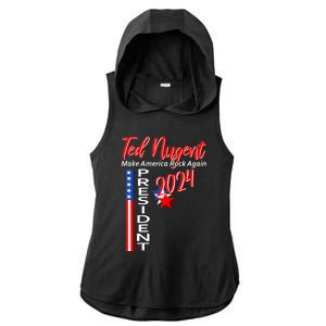 Ted Nugent For President 2024 Front & Back Motor City Madman Ladies PosiCharge Tri-Blend Wicking Draft Hoodie Tank