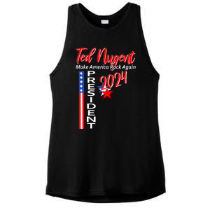 Ted Nugent For President 2024 Front & Back Motor City Madman Ladies PosiCharge Tri-Blend Wicking Tank