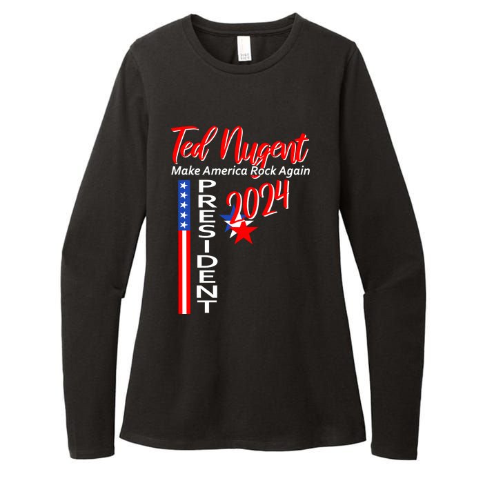 Ted Nugent For President 2024 Front & Back Motor City Madman Womens CVC Long Sleeve Shirt