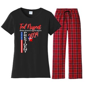 Ted Nugent For President 2024 Front & Back Motor City Madman Women's Flannel Pajama Set