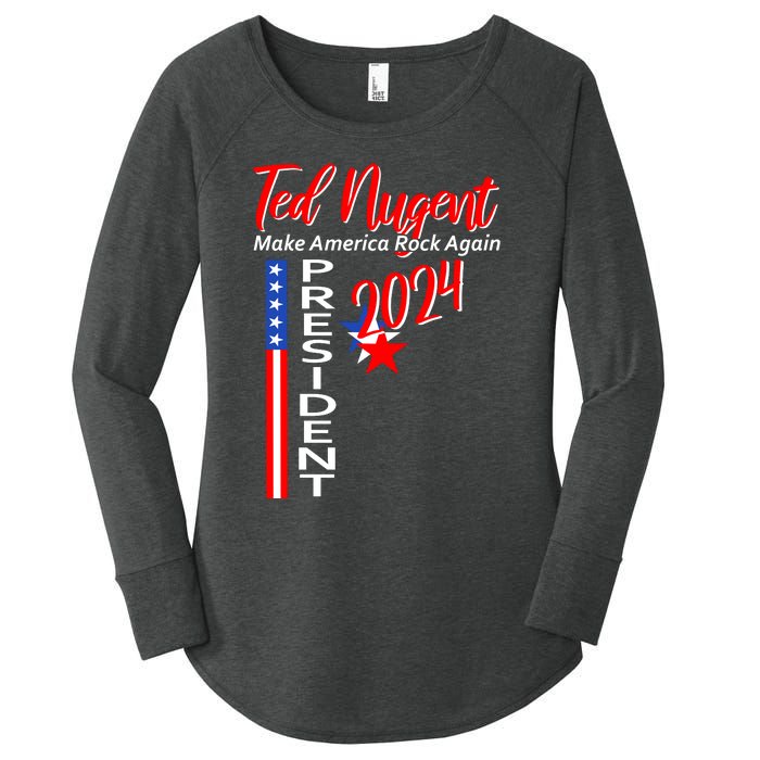 Ted Nugent For President 2024 Front & Back Motor City Madman Women's Perfect Tri Tunic Long Sleeve Shirt