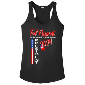 Ted Nugent For President 2024 Front & Back Motor City Madman Ladies PosiCharge Competitor Racerback Tank