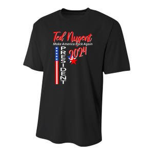 Ted Nugent For President 2024 Front & Back Motor City Madman Youth Performance Sprint T-Shirt