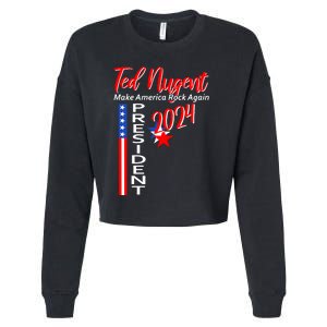 Ted Nugent For President 2024 Front & Back Motor City Madman Cropped Pullover Crew