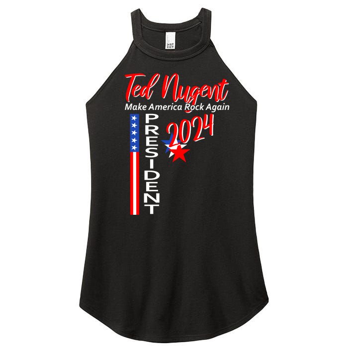 Ted Nugent For President 2024 Front & Back Motor City Madman Women's Perfect Tri Rocker Tank